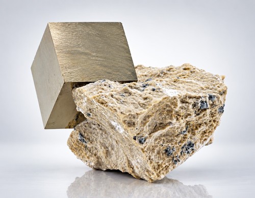 Cubic pyrite crystal - cubic, on