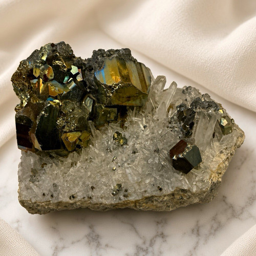 Indonesia iridescent pyrite - iridescent, on